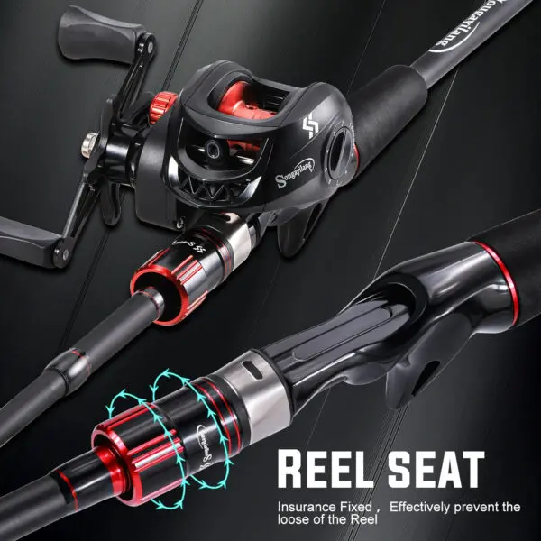 Sougayilang Fishing Rod Reel Combo 1.8~2.1m Carbon Fiber Casting Rod and 7.2:1 Gear Ratio Baitcasting Ree Max Drag 10kg for Bass - Image 5