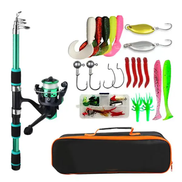 Fishing Pole Set Full Kits With Telescopic Fishing Rod And Spinning Reel Baits Hooks Travel Pole Set - Image 7