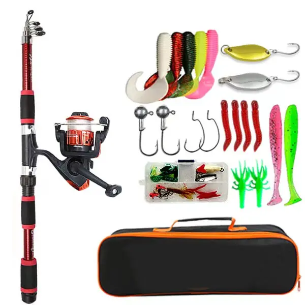 Fishing Pole Set Full Kits With Telescopic Fishing Rod And Spinning Reel Baits Hooks Travel Pole Set - Image 8