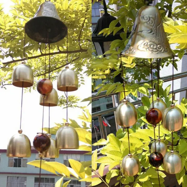 6 Copper Bells Outdoor Metal Wind Chimes Yard Garden Hanging Ornament Decor - Image 2