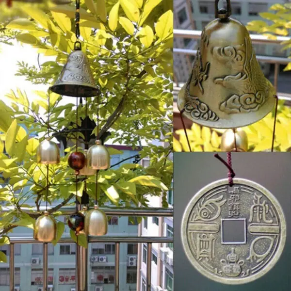 6 Copper Bells Outdoor Metal Wind Chimes Yard Garden Hanging Ornament Decor - Image 4