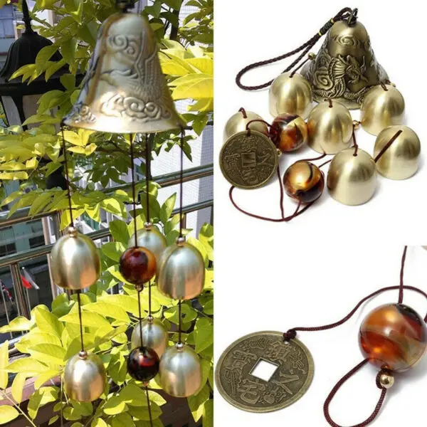 6 Copper Bells Outdoor Metal Wind Chimes Yard Garden Hanging Ornament Decor - Image 6