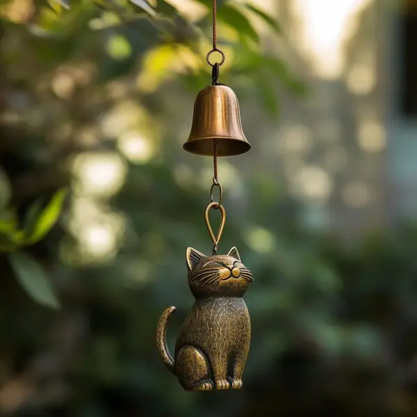 Handmade Retro Cat Wind Chime Hanging Car Charm Garden Charm Decorations Crafts Wind Chimes Metal Bells - Image 3