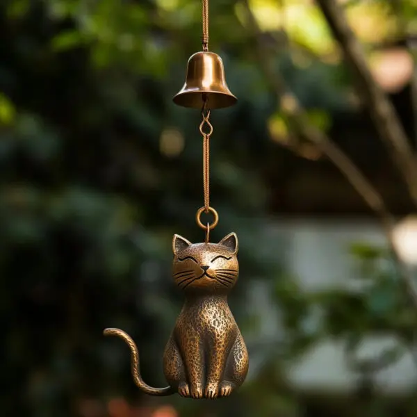 Handmade Retro Cat Wind Chime Hanging Car Charm Garden Charm Decorations Crafts Wind Chimes Metal Bells - Image 4