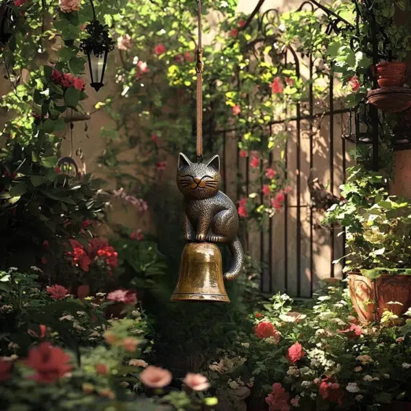 Handmade Retro Cat Wind Chime Hanging Car Charm Garden Charm Decorations Crafts Wind Chimes Metal Bells - Image 6