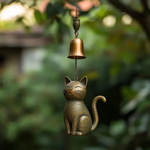 Handmade Retro Cat Wind Chime Hanging Car Charm Garden Charm Decorations Crafts Wind Chimes Metal Bells - Image 7