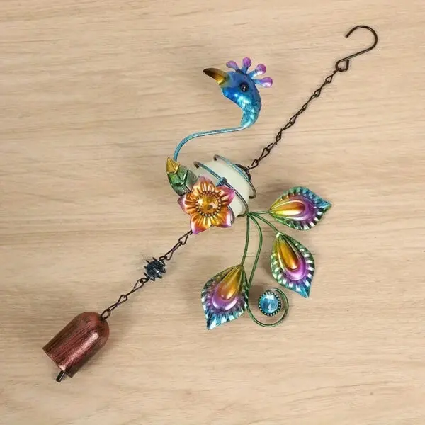 1pc Luminous Metal Wind Chime Pendant Hanging Creative Peacock Frog Parrot Wind Chime Home Garden Decoration Yard Pendant - Image 3