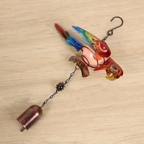 1pc Luminous Metal Wind Chime Pendant Hanging Creative Peacock Frog Parrot Wind Chime Home Garden Decoration Yard Pendant - Image 4