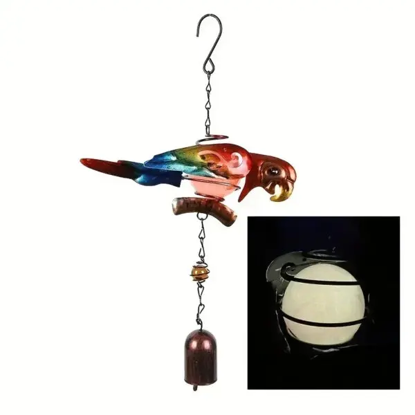 1pc Luminous Metal Wind Chime Pendant Hanging Creative Peacock Frog Parrot Wind Chime Home Garden Decoration Yard Pendant - Image 7