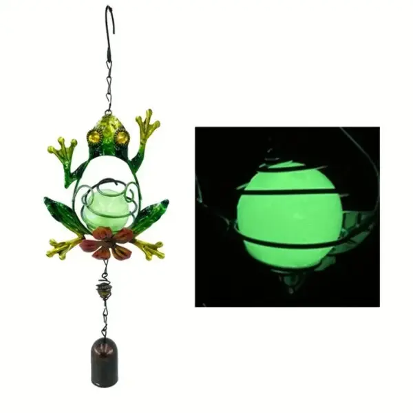 1pc Luminous Metal Wind Chime Pendant Hanging Creative Peacock Frog Parrot Wind Chime Home Garden Decoration Yard Pendant - Image 9