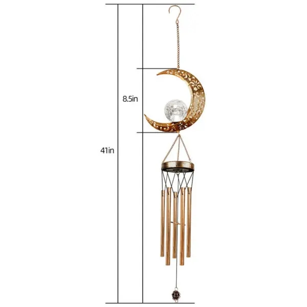 Solar Wind Chimes Outdoor Glowing Crackle Glass LED Unique Metal Tubes Wind Bells for Outside decorate Waterproof Chimes Gift - Image 6