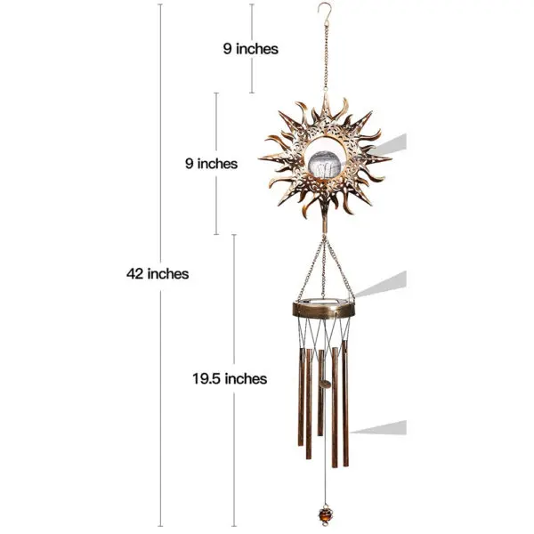 Solar Wind Chimes Outdoor Glowing Crackle Glass LED Unique Metal Tubes Wind Bells for Outside decorate Waterproof Chimes Gift - Image 7