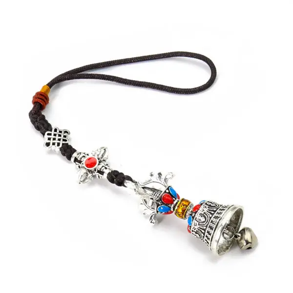 Tibetan Buddhism Vajra Prayer Flags Bell Mantra Prayer Wheel Chinese Knot Metal Pendant Wind Chimes Belief Pray Meditation Decor - Image 2