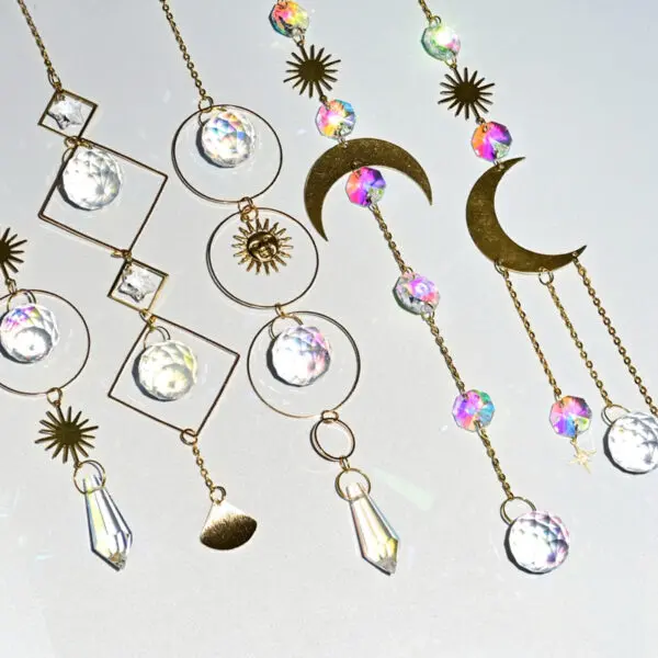 Crystal Suncatcher Crystal Wind Chimes Garden Rainbow Sun Catcher Garden Hanging Pendant Window Wind Music Home Garden Decor - Image 3