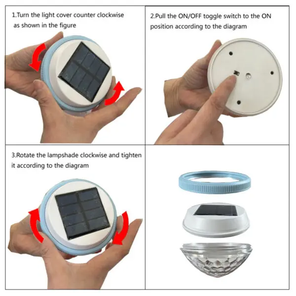 Solar Floating Pool Light Rechargeable Lamp With Panel Outdoor Led Lamps For Outdoors Christmas Decoration Color Changing Garden - Image 5