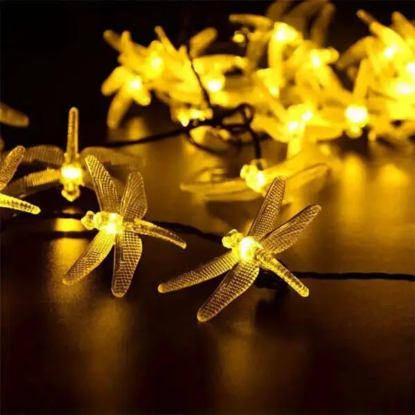 1pc 5M20LEDs Dragonfly Solar String Lights Outdoor Waterproof 8 Modes Dragonfly Fairy Lights For Home Patio Garden Wedding Decor - Image 2