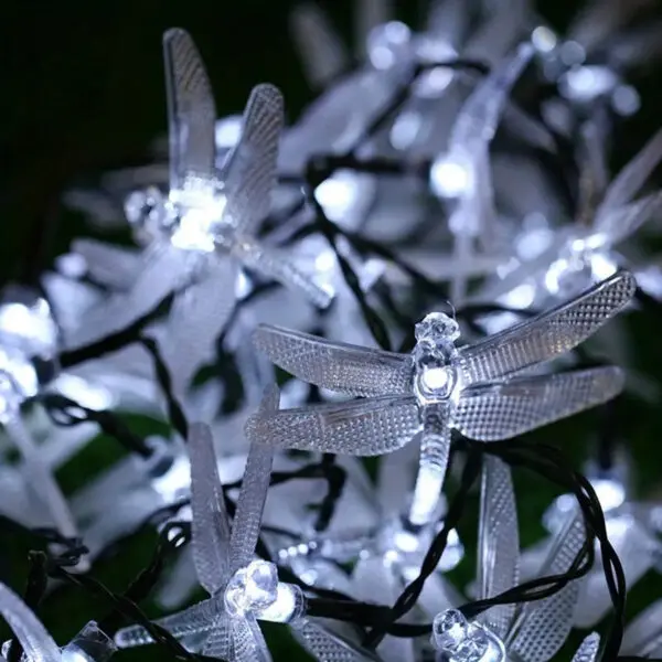 1pc 5M20LEDs Dragonfly Solar String Lights Outdoor Waterproof 8 Modes Dragonfly Fairy Lights For Home Patio Garden Wedding Decor - Image 3