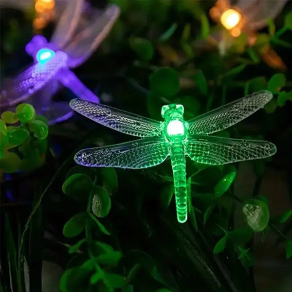 1pc 5M20LEDs Dragonfly Solar String Lights Outdoor Waterproof 8 Modes Dragonfly Fairy Lights For Home Patio Garden Wedding Decor - Image 4