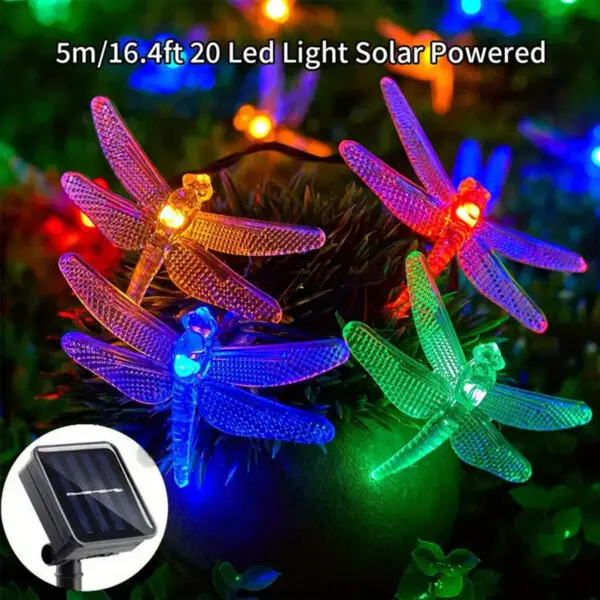 1pc 5M20LEDs Dragonfly Solar String Lights Outdoor Waterproof 8 Modes Dragonfly Fairy Lights For Home Patio Garden Wedding Decor - Image 7