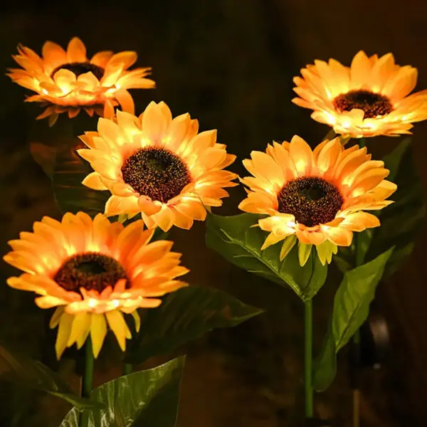 LED Solar Sunflower Outdoor Lawn Light IP65 Waterproof Pathway Yard Wedding Holiday Garden Decoration Solar Flowers Lamp