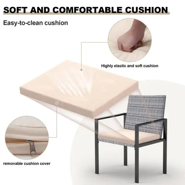 bigzzia Garden Furniture Set Outdoor Corner Sofa Couch 4pcs Handwoven Rattan Patio Conversation Set, Cushions and Glass Table - Image 3