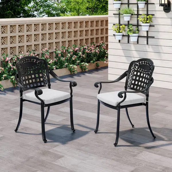 Outdoor dining table and chair set 3-piece set Garden terrace table and chairs Cast aluminum Balcony table and chairs Lawn - Image 3