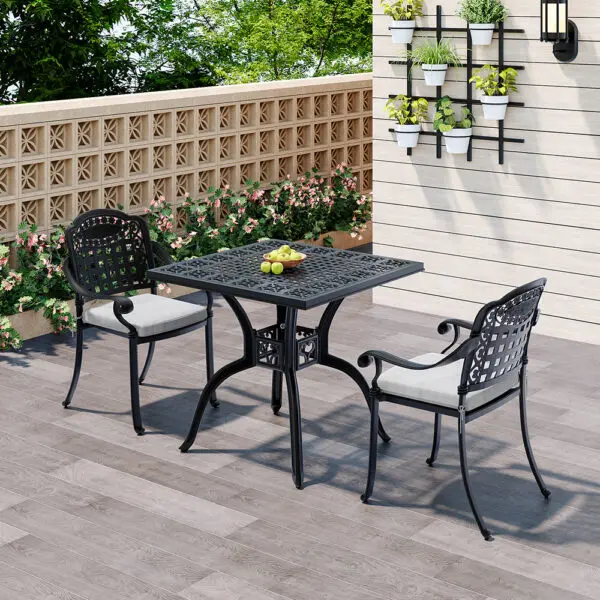 Outdoor dining table and chair set 3-piece set Garden terrace table and chairs Cast aluminum Balcony table and chairs Lawn - Image 4