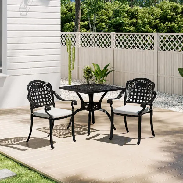 Outdoor dining table and chair set 3-piece set Garden terrace table and chairs Cast aluminum Balcony table and chairs Lawn - Image 6