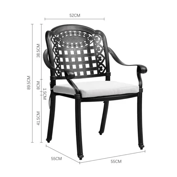 Outdoor dining table and chair set 3-piece set Garden terrace table and chairs Cast aluminum Balcony table and chairs Lawn - Image 8
