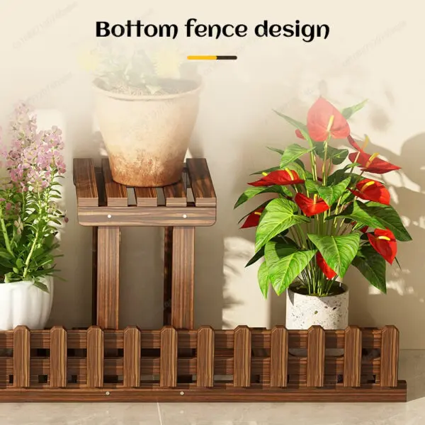 Balcony Courtyard Floor-standing Plant Display Stand Garden Plant Placement Storage Wooden Shelf Multi-purpose Flower Rack - Image 3