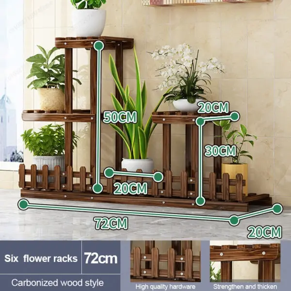 Balcony Courtyard Floor-standing Plant Display Stand Garden Plant Placement Storage Wooden Shelf Multi-purpose Flower Rack - Image 7