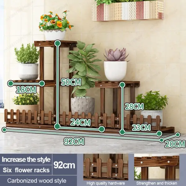 Balcony Courtyard Floor-standing Plant Display Stand Garden Plant Placement Storage Wooden Shelf Multi-purpose Flower Rack - Image 8
