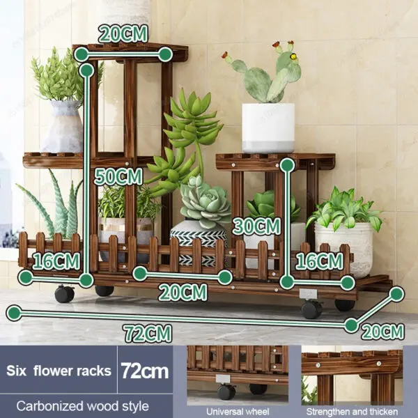 Balcony Courtyard Floor-standing Plant Display Stand Garden Plant Placement Storage Wooden Shelf Multi-purpose Flower Rack - Image 9