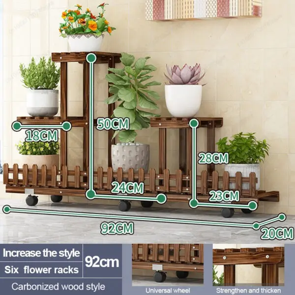 Balcony Courtyard Floor-standing Plant Display Stand Garden Plant Placement Storage Wooden Shelf Multi-purpose Flower Rack - Image 10