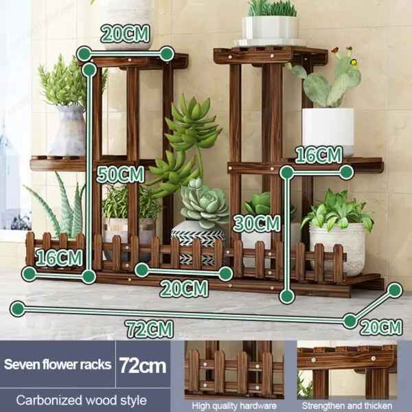 Balcony Courtyard Floor-standing Plant Display Stand Garden Plant Placement Storage Wooden Shelf Multi-purpose Flower Rack - Image 11