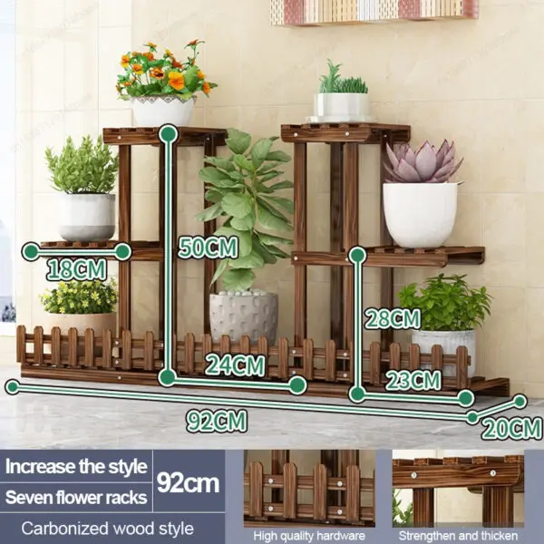 Balcony Courtyard Floor-standing Plant Display Stand Garden Plant Placement Storage Wooden Shelf Multi-purpose Flower Rack - Image 12
