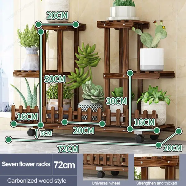 Balcony Courtyard Floor-standing Plant Display Stand Garden Plant Placement Storage Wooden Shelf Multi-purpose Flower Rack - Image 13