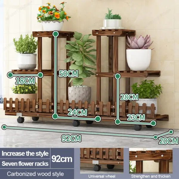 Balcony Courtyard Floor-standing Plant Display Stand Garden Plant Placement Storage Wooden Shelf Multi-purpose Flower Rack - Image 14