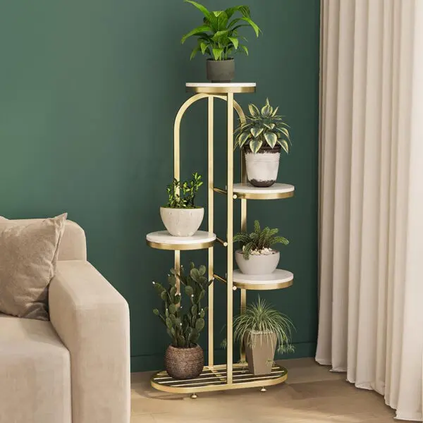 Plant Stand and Flower Stand 4/5 Tier Flower Shelf Planter Rack Storage Organizer Display Indoor Garden Balcony With Wheels - Image 3
