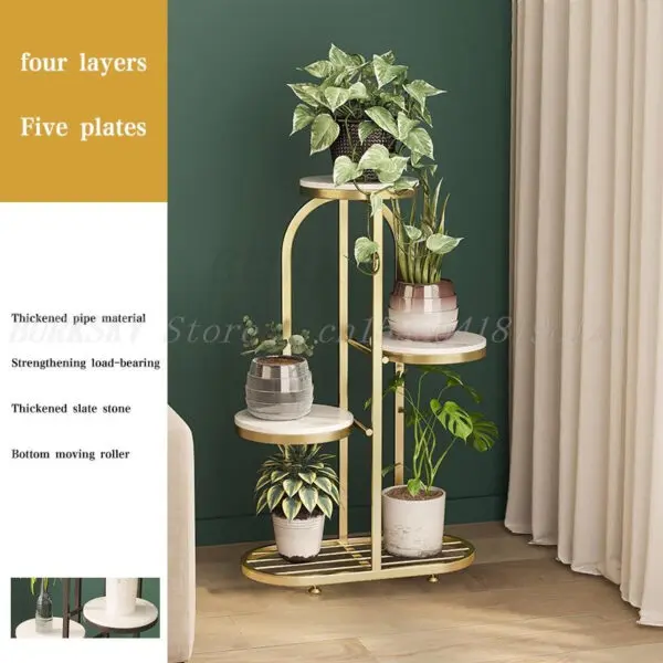 Plant Stand and Flower Stand 4/5 Tier Flower Shelf Planter Rack Storage Organizer Display Indoor Garden Balcony With Wheels - Image 8