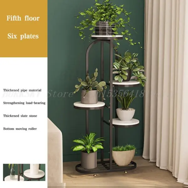 Plant Stand and Flower Stand 4/5 Tier Flower Shelf Planter Rack Storage Organizer Display Indoor Garden Balcony With Wheels - Image 10