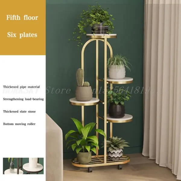 Plant Stand and Flower Stand 4/5 Tier Flower Shelf Planter Rack Storage Organizer Display Indoor Garden Balcony With Wheels - Image 13