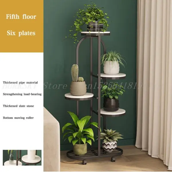Plant Stand and Flower Stand 4/5 Tier Flower Shelf Planter Rack Storage Organizer Display Indoor Garden Balcony With Wheels - Image 14