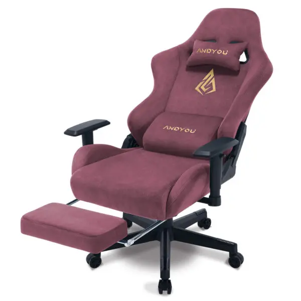 Andyou Gaming Chair, Computer Chair with Footrest, Headrest, Lumbar Support, Height Adjustable Ergonomic PC Chair - Image 8