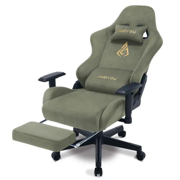 Andyou Gaming Chair, Computer Chair with Footrest, Headrest, Lumbar Support, Height Adjustable Ergonomic PC Chair - Image 10