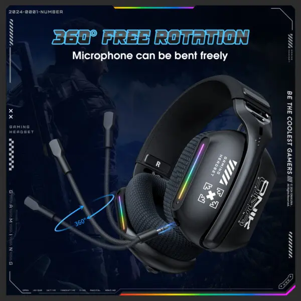 ONIKUMA GT808 2.4GHz Wireless Gaming Headset Noise Cancelling Earphone Headset For PS5 PS4 PC Mac Gaming Headphones With Mic RGB - Image 2