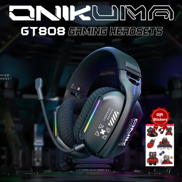 ONIKUMA GT808 2.4GHz Wireless Gaming Headset Noise Cancelling Earphone Headset For PS5 PS4 PC Mac Gaming Headphones With Mic RGB - Image 3