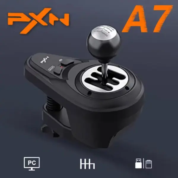 PXN A7 Driving Shifter 6+1 H-Pattern 2 Button Push-down Reverse Gear PIug-Play multi-Device support Racing Steer Wheel For PC