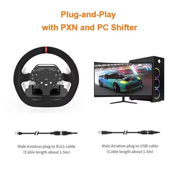 PXN A7 Driving Shifter 6+1 H-Pattern 2 Button Push-down Reverse Gear PIug-Play multi-Device support Racing Steer Wheel For PC - Image 5