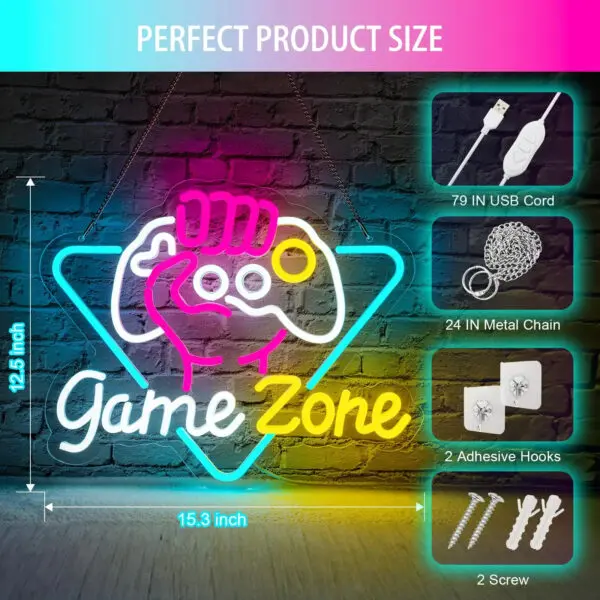 Game Zome Neon Sign LED Wall Decor USB Powered Acrylic For Gaming Lighting Bedroom Bedside Wall Decor Gamer Party Birthday Gift - Image 4